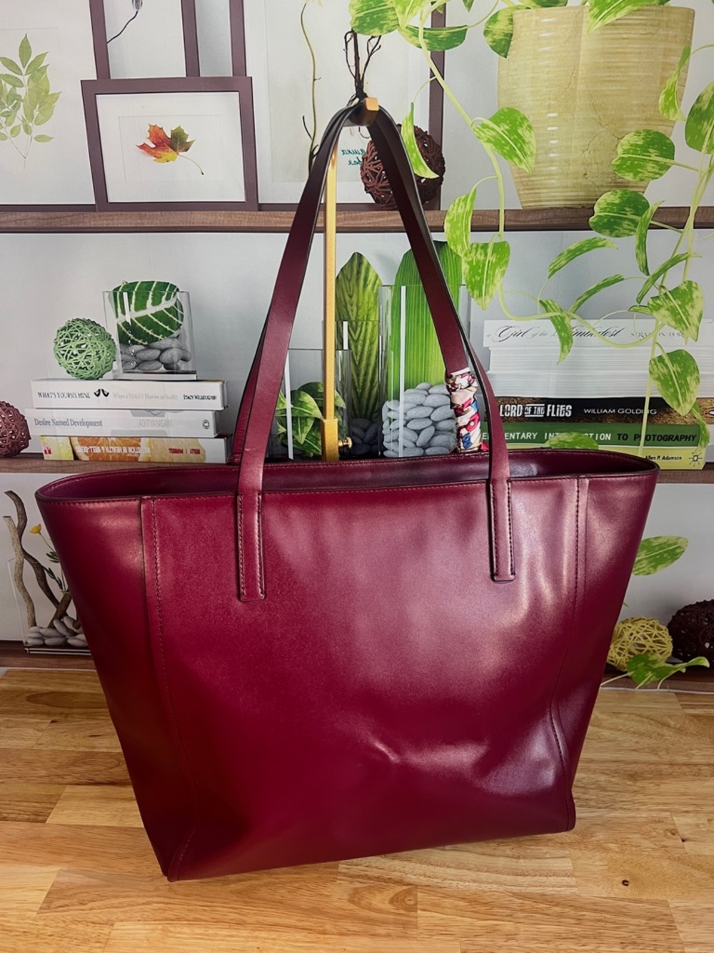 Kate Spade Lalena Blackberry Burgundy Smooth Leather Large Tote Purse Bag - Picture 5 of 11